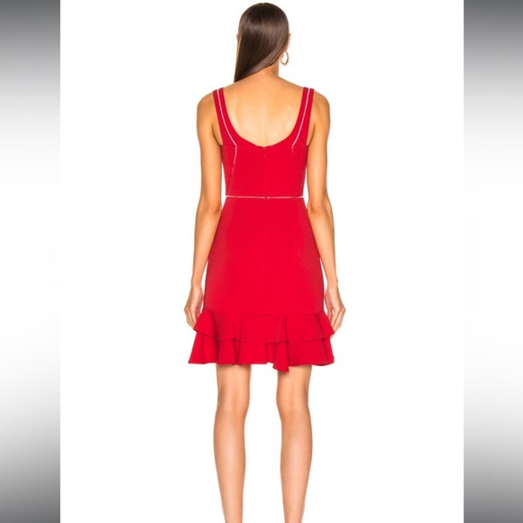 Jonathan Simkhai Sheer Trim Ruffled Crepe Minidress - Picture 3 of 14